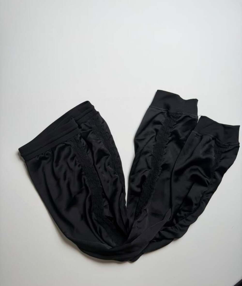 Karl Lagerfeld Paris Black Satin Jogger Loungewear Pants Lace Trim Size XL